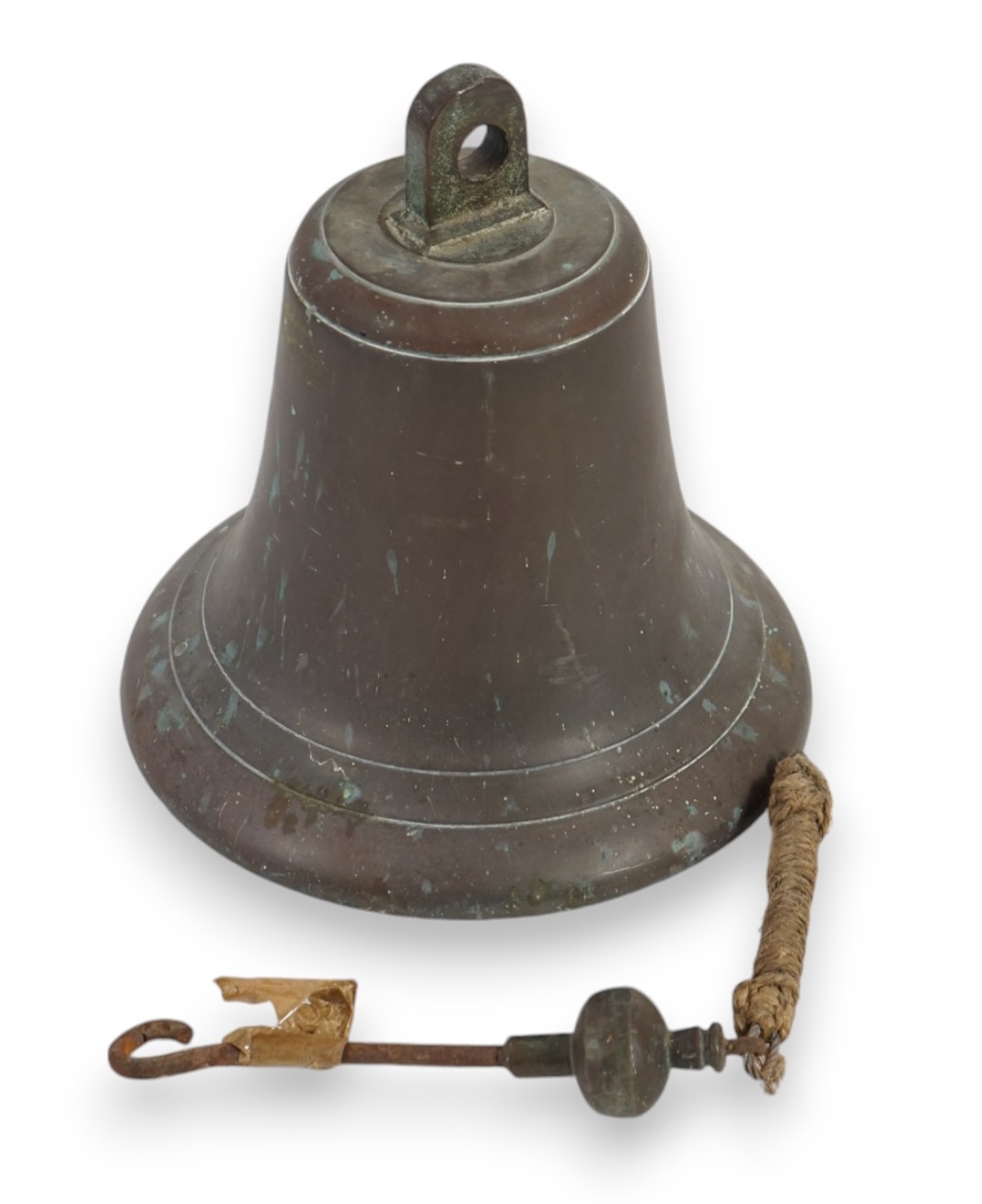 A bell-metal ship's bell with clanger, 31cm high, 30cm diameter